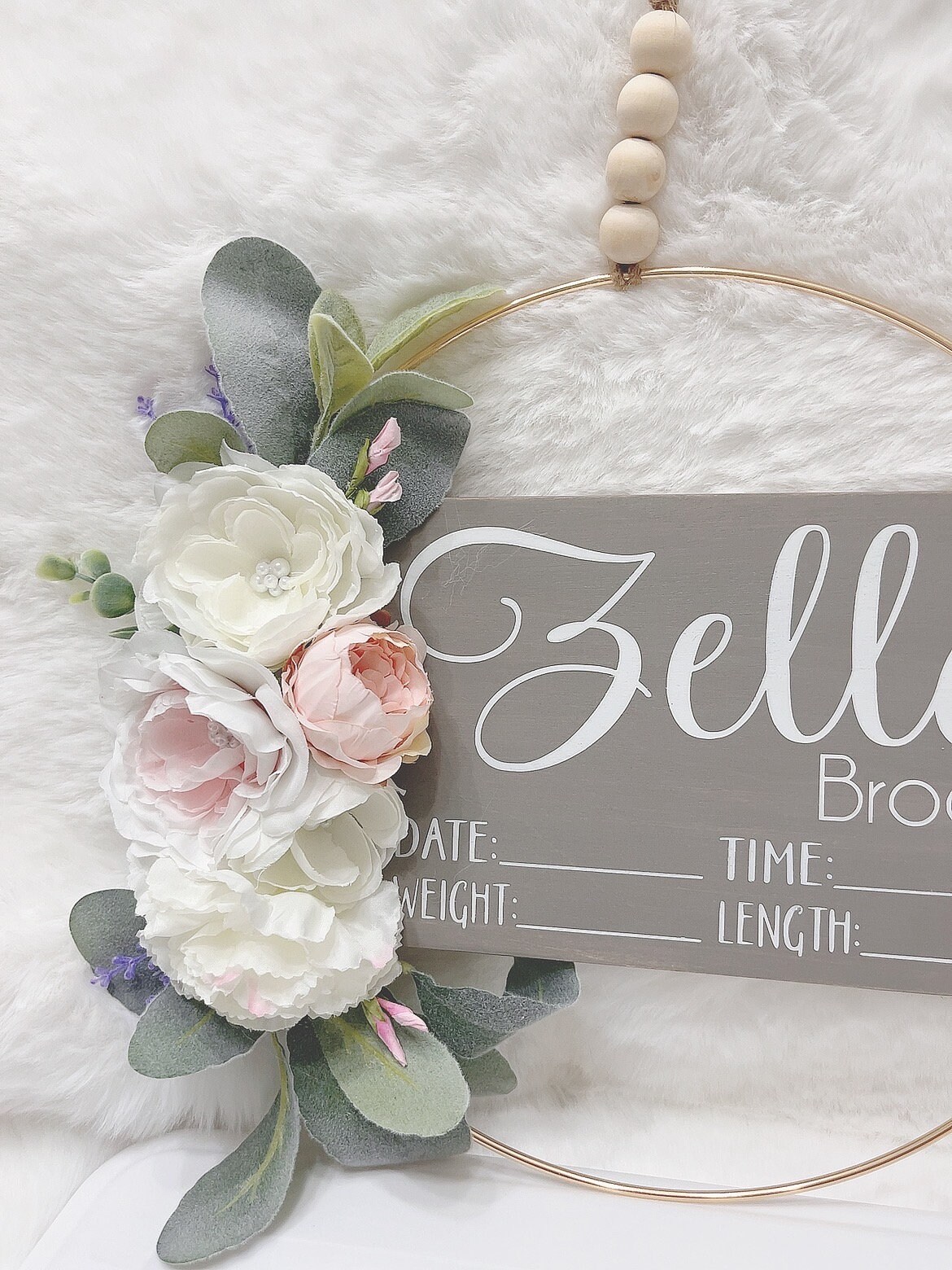 Floral Hospital Door Hanger With Prearls White / Baby Light Etsy