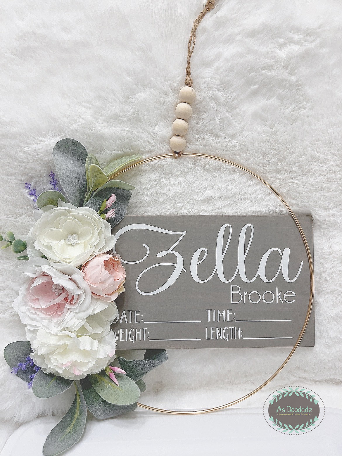 Floral Hospital Door Hanger With Prearls White / Baby Light Etsy