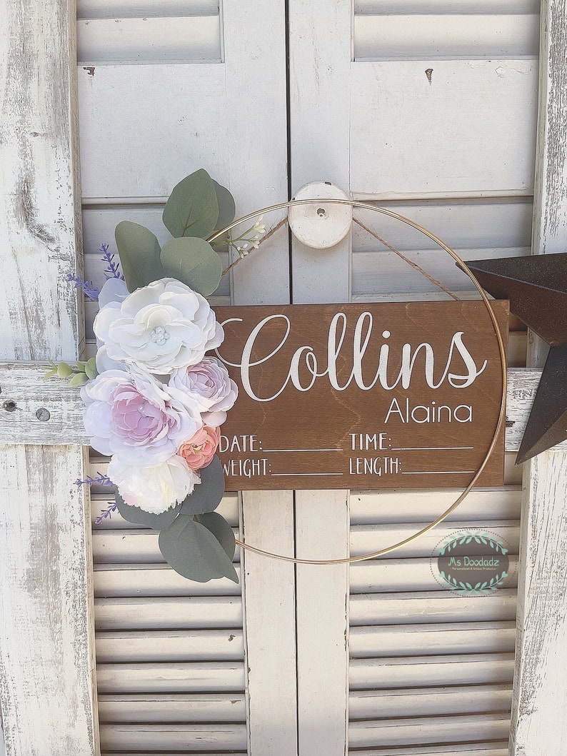Hospital Door Hanger Floral Baby Girl Pearls Rustic Etsy