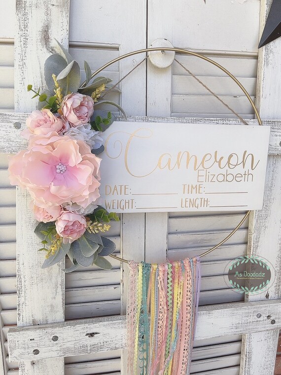 Hospital Door Hanger / Nursery Decor / Flower / Baby Pink / Etsy