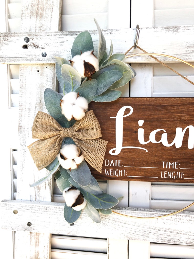 Hospital Door Hanger Boy Girl Cotton Bolls Lambs Ear Etsy