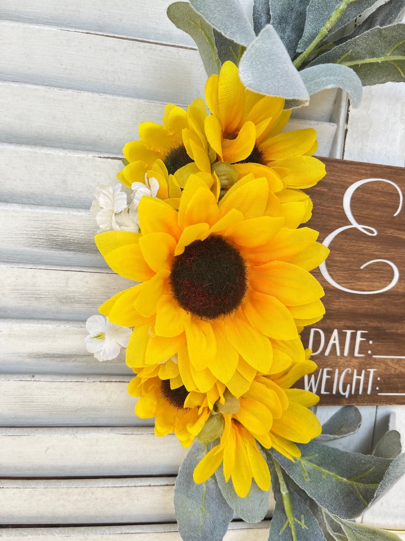 Hospital Door Hanger Baby Girl Sunflowers With Lambs Ear Etsy