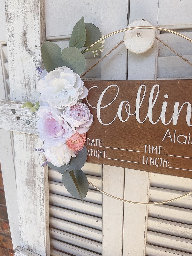 Hospital Door Hanger Floral Baby Girl Pearls Rustic Etsy
