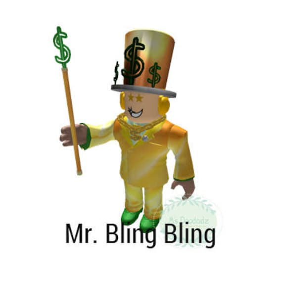 Mr Bling Bling Roblox Costume Get Robux Info Online - roblox booga booga fire ant roblox action figure 4 from walmart parentingcom shop