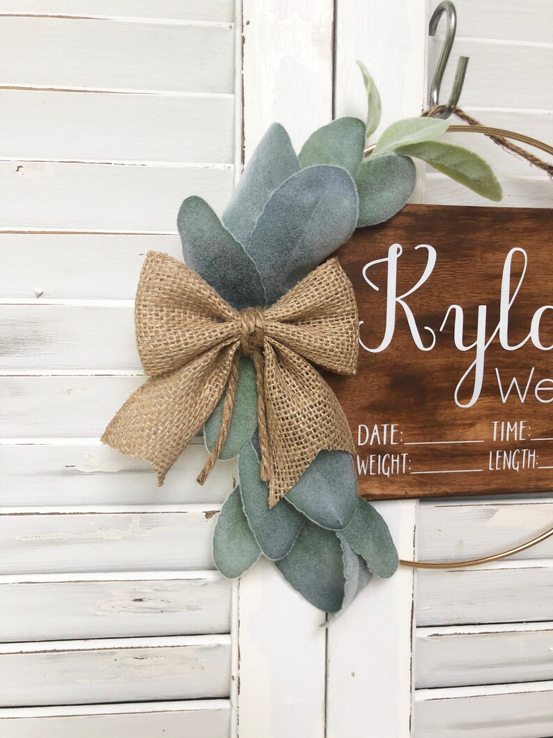 Hospital Door Hanger Boy Girl Burlap Ribbon Lambs Ear Etsy