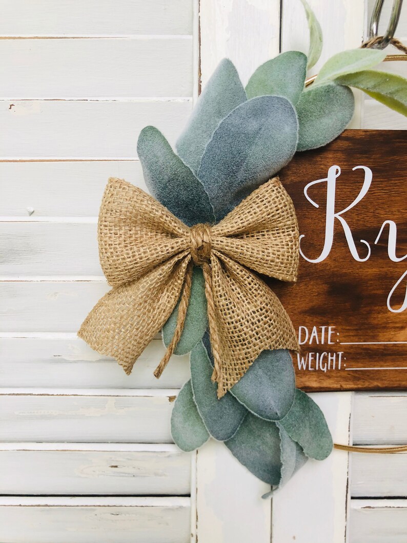 Hospital Door Hanger Boy Girl Burlap Ribbon Lambs Ear Etsy