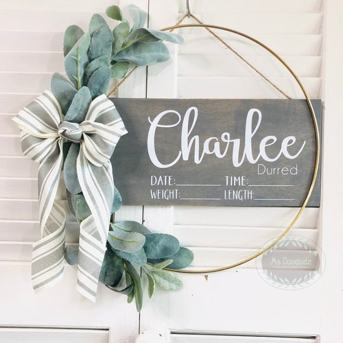 Hospital Door Hanger Baby Girl Polka Dots Burlap Ribbon Etsy