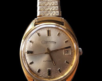 1970s Vintage Dufonte by Lucien Piccard Manual Wind Date Men's Wrist Watch