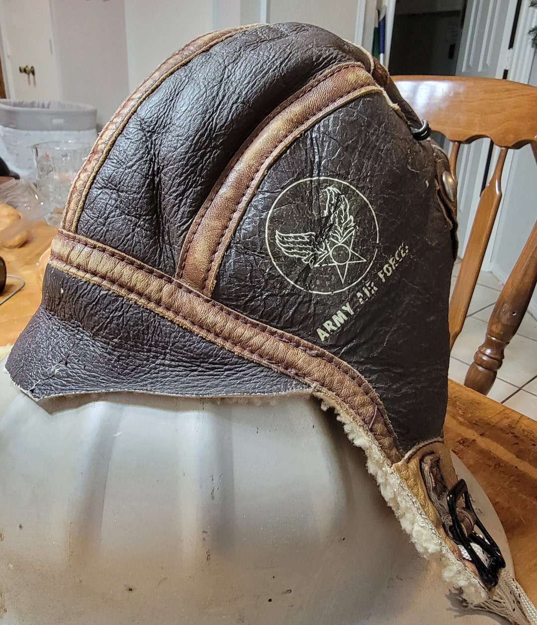 WW2 USAAF B6 Leather Flying Helmet Etsy