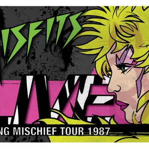 Jem & The Holograms The Misfits Concert Poster 1987 Original Art 80s Cartoon Print Making Mischief Tour