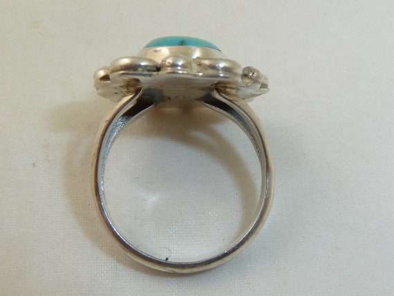 Vintage Sterling Silver Signed Turquoise Floral R… - image 7