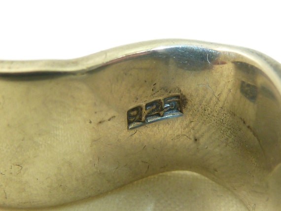 Vintage Sterling Silver Mexican Etched Wavy Brooc… - image 8