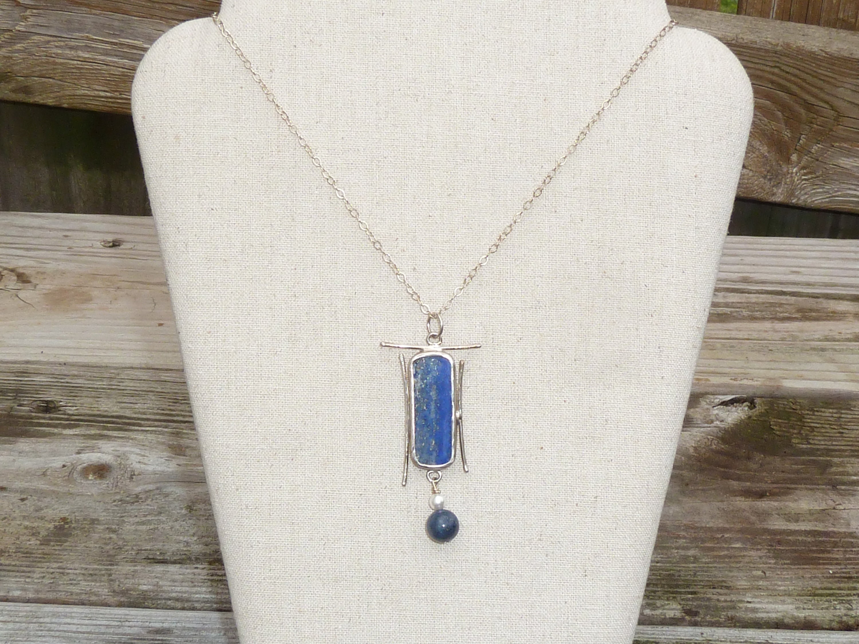 Vintage .999 Silver Lapis and Pearl 