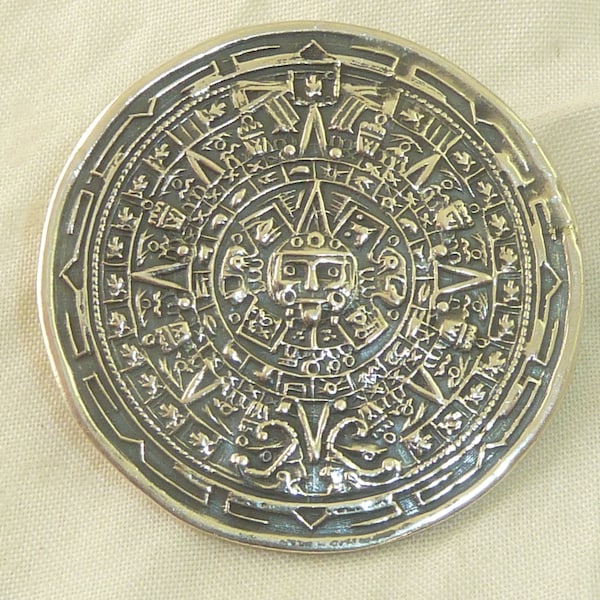930 Silver Mayan Calendar Pendant Necklace Taxco Mexico A93878 – JK Silver