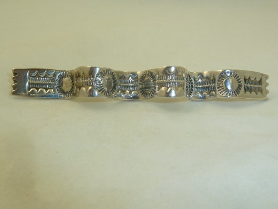 Vintage Sterling Silver Mexican Etched Wavy Brooc… - image 1