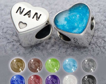 NAN Ashes Sterling Silver Charm Pandora Compatible Cremation Jewellery Personalised UK