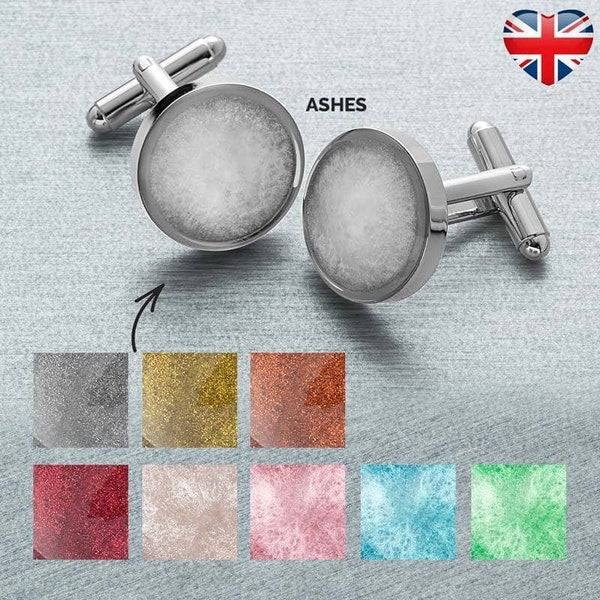 Ashes Memorial Cufflinks (Round) Cremation Jewellery UK