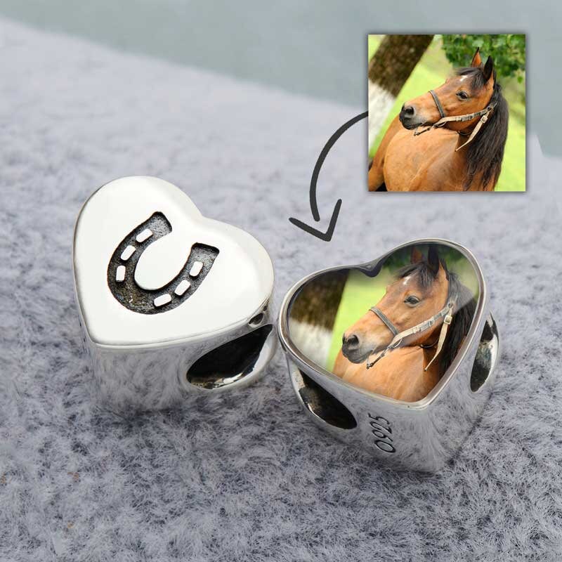 Horse Shoe Photo Sterling Silver Charm Pandora Compatible Memorial Personalised UK Etsy Australia