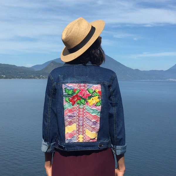 Floral Denim Jacket - Embroidered Jacket - Handmade in Guatemala