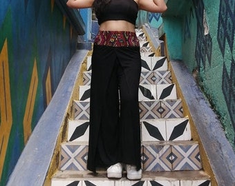 CHICHI PALAZZO PANTS - Pantalon Brodé - Pantalon Huipil fait à la main