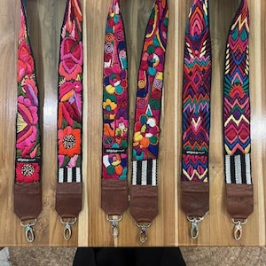 Floral Embroidered Strap - Bag Strap- Camera Strap - Guatemalan  Embroidered Strap