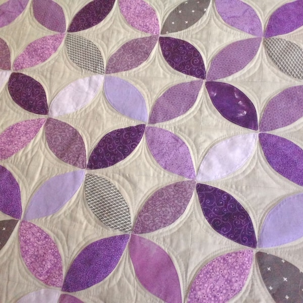 Custom quilt - orange peel quilt - throw quilt - twin quilt - crib quilt - baby quilt - patchwork quilt - applique quilt - purple quilt