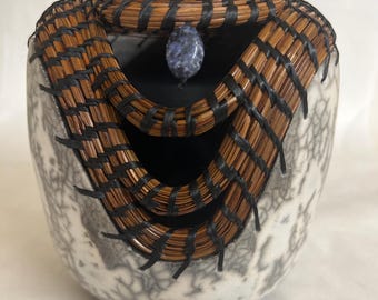 Candy Raku Vessel with pine needles