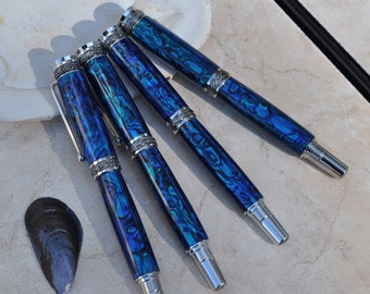 Deep Blue Majestic Abalone Shell Pen
