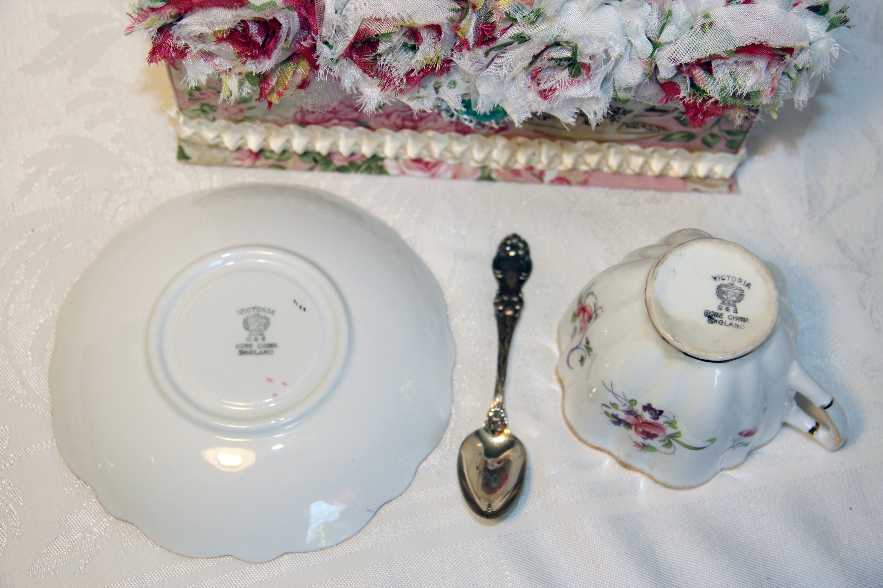 Vintage, English Teacup and Saucer by Victoria C&E Bone China