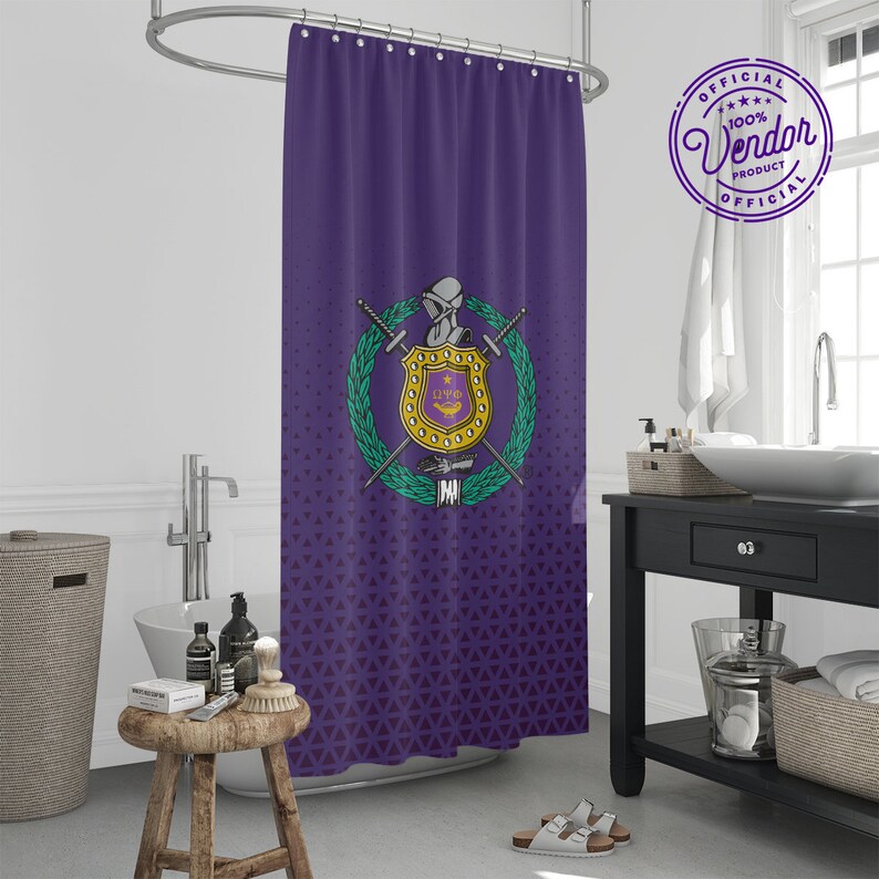 Omega Psi Phi Classic Shield Shower Curtain Official Vendor Etsy