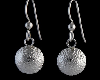 Sterling Silver 12mm Pebble Domed Disc Earrings