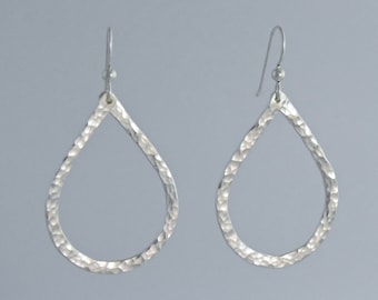 Sterling Silver Teardrop Hammered Earrings