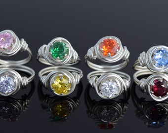 Sterling Silver Birthstone Rings