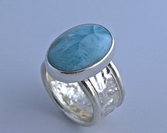 Banda reticulada plata con azul Larimar