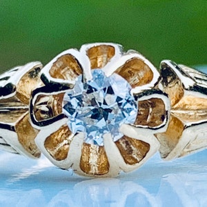 Art Nouveau Engagement Ring Antique 0.25 Carat Old Mine Cut Diamond Engagement Ring 14k yellow gold Victorian