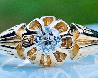 Art Nouveau Engagement Ring Antique 0.25 Carat Old Mine Cut Diamond Engagement Ring 14k yellow gold Victorian