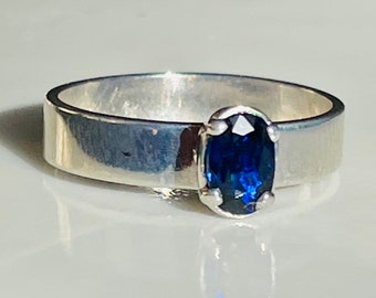 Vintage Sapphire Ring Art Deco Ring Sapphire Engagement 0.50 carat natural Navy Blue Sapphire 14k White Gold