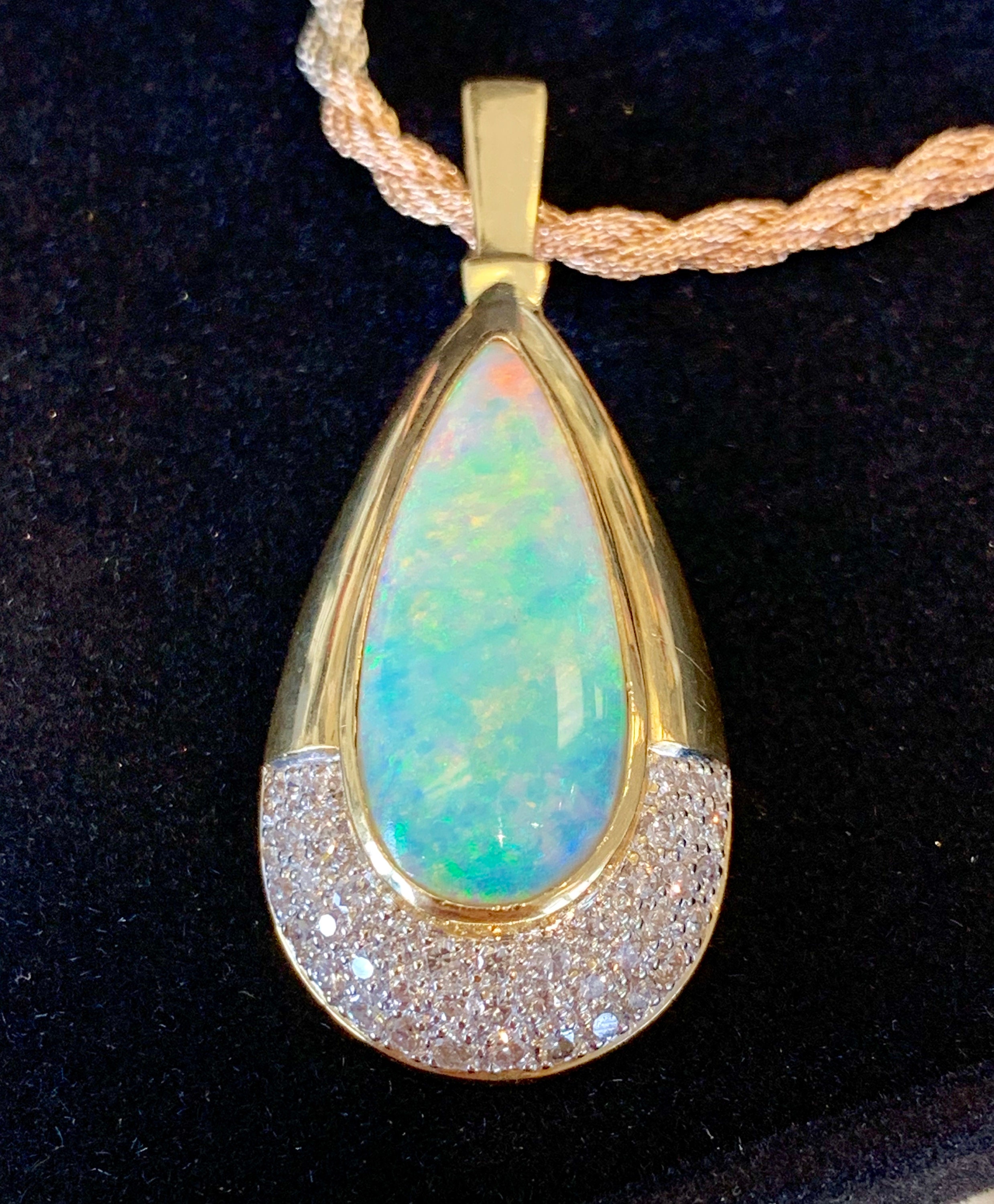 Vintage Opal Pendant Australian Black 