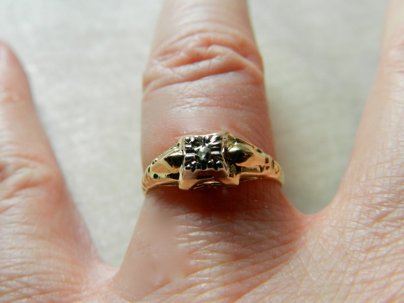Vintage Art Deco Diamond Engagement Ring Art Deco Ring 10k white gold yellow gold