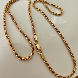 Vintage gold necklace 14k Gold Italian Rope Chain Necklace 20 inches. 12 grams yellow gold