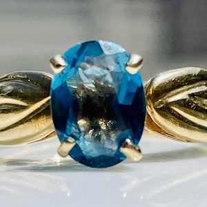 Vintage Blue Topaz Ring Alternative Engagement Ring Vintage Topaz Ring set in yellow gold