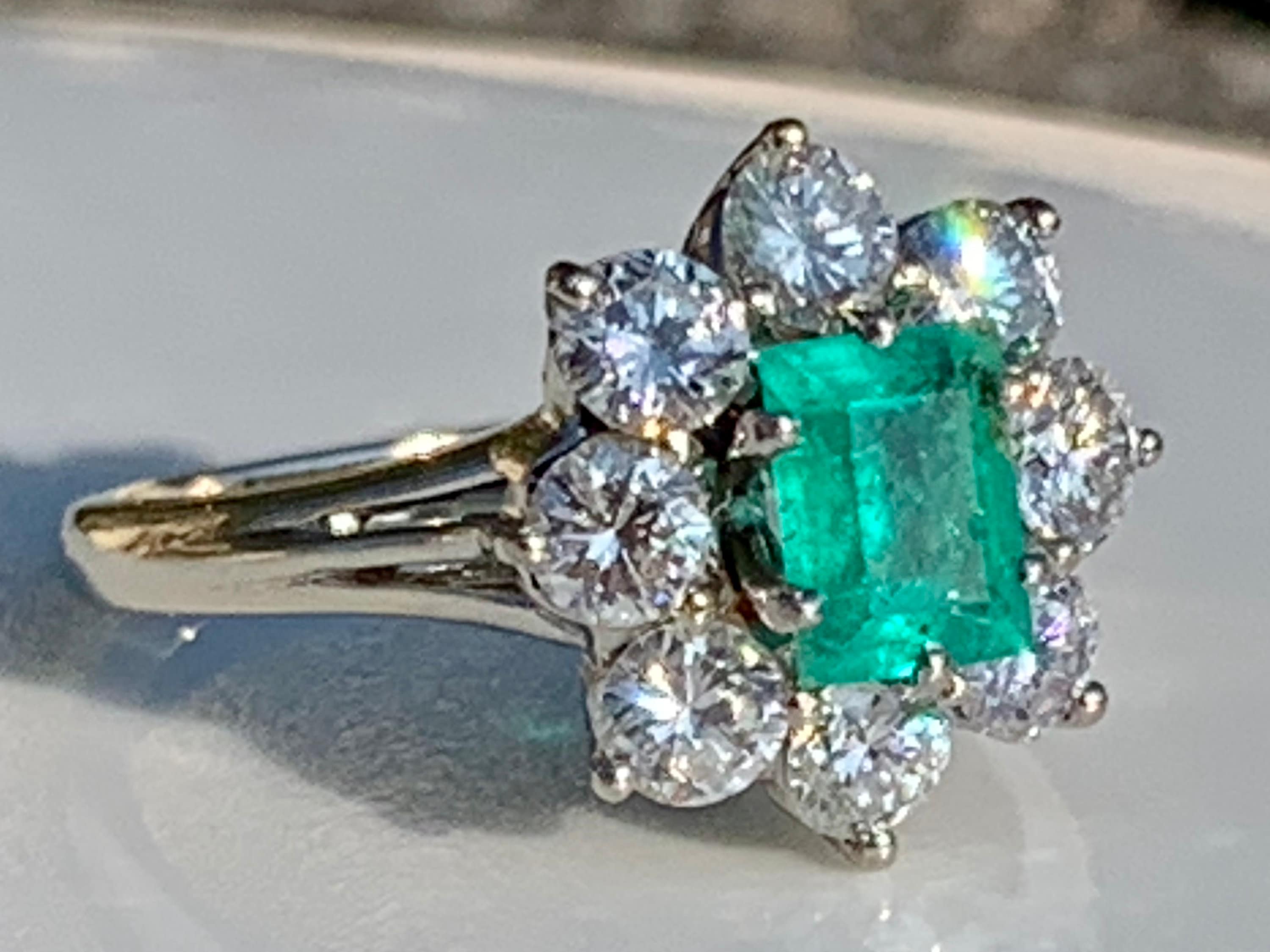 Vintage Emerald Engagement Ring Natural Fine 055 Carat Columbian