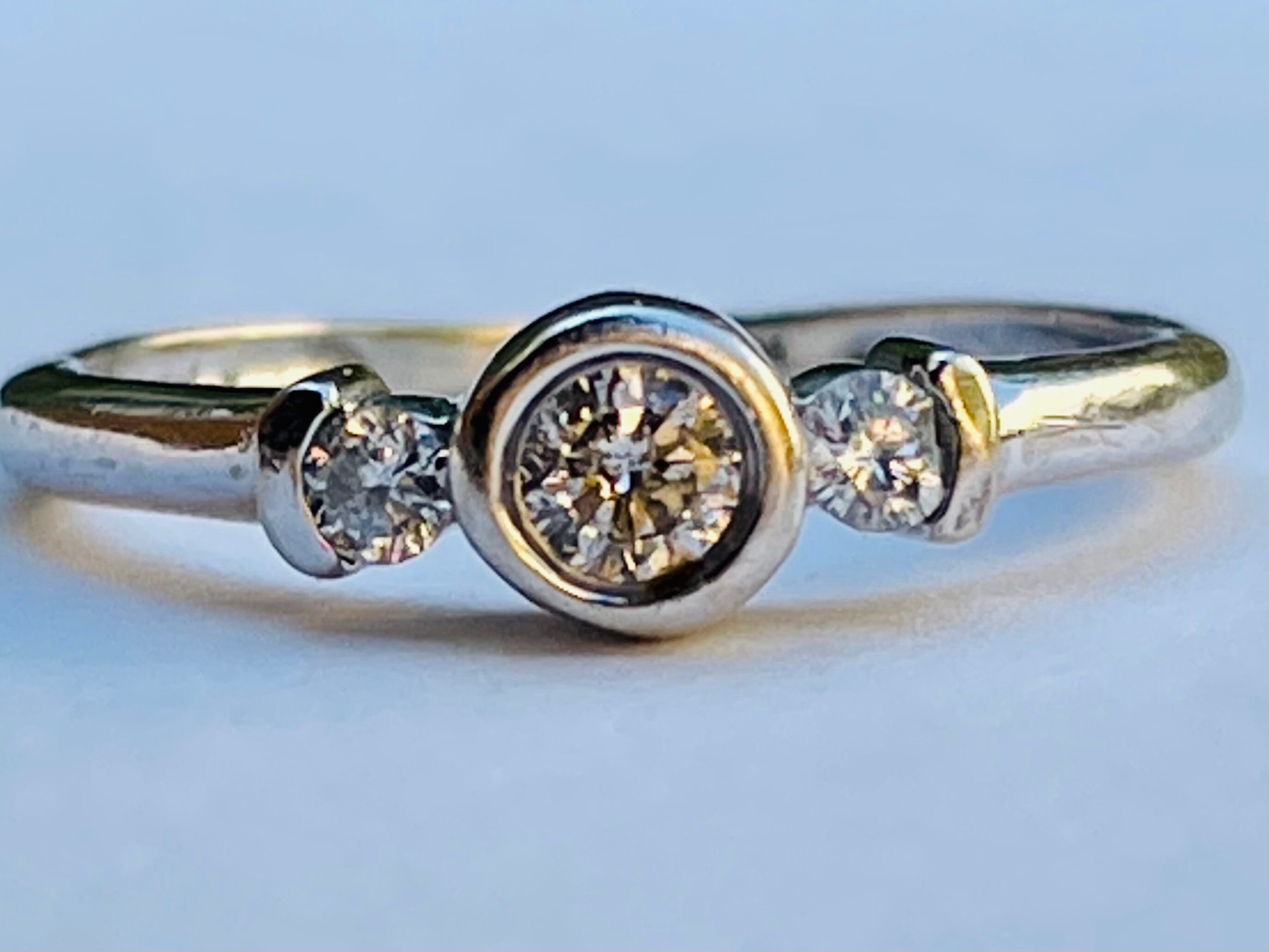 Vintage Engagement Ring Past Present Future Diamond Engagement Etsy