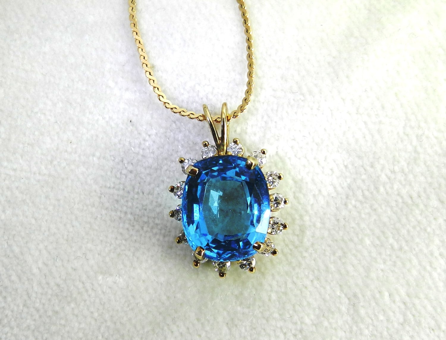 Blue Topaz Necklace London Blue Topaz Diamond Necklace 7.0 Ct | Etsy