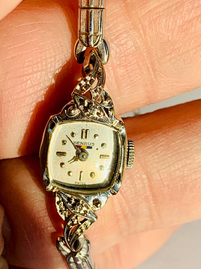 Vintage Gold Watch Benrus Ladies Watch 14k White Gold and Etsy