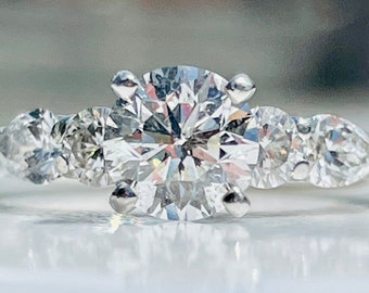 Diamond Engagement Ring Anniversary Ring Diamond Engagement Ring Past Present Future Three Diamonds 1.25cttw 950 Platinum