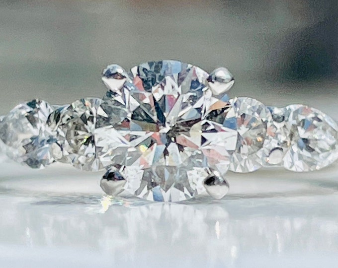 Featured listing image: Diamond Engagement Ring Anniversary Ring Diamond Engagement Ring Past Present Future Three Diamonds 1.25cttw 950 Platinum
