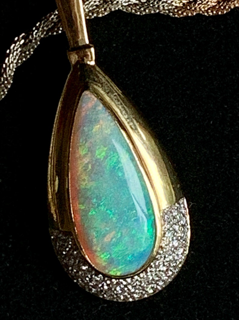 Vintage Opal Pendant Australian Black Opal Necklace 8.0 Carat - Etsy ...