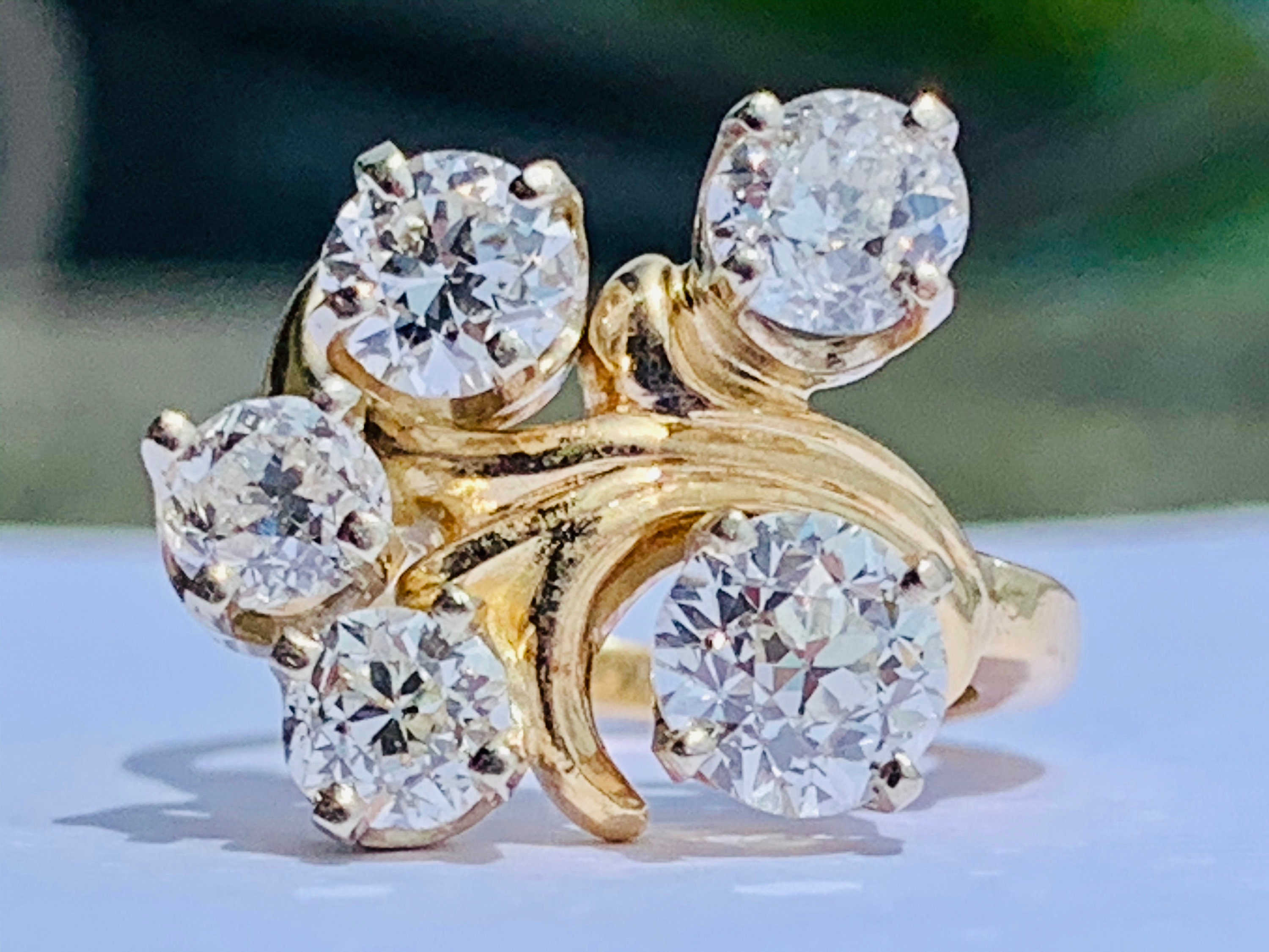Art Nouveau Engagement Ring 1.5cttw Old European Cut Diamonds