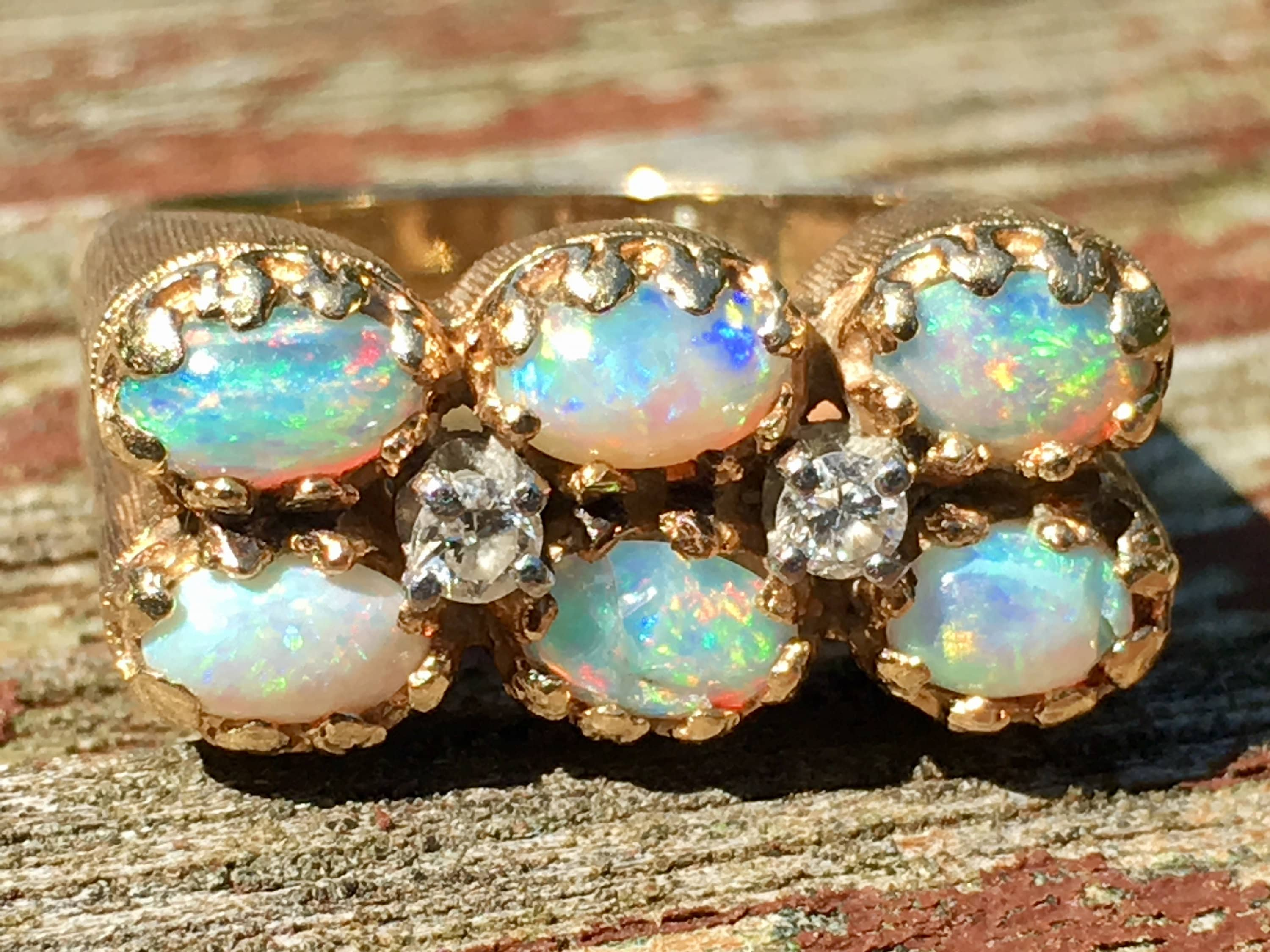 Art Deco Opal Ring Vintage Opal Ring 1.0 Carat Total Weight of Fine ...